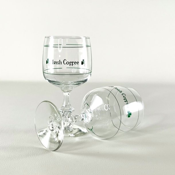 Irish Coffee glas (6 stk samlet) - p stilk, grn skrift