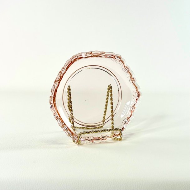 Lille rundt fad - blondekant, lyser�dt glas