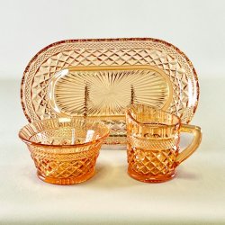 Vintage sukker/flde st p glasbakke - orange glas