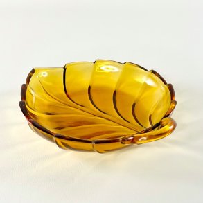 Glassk�l - bladformet, gylden 