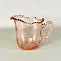 Glaskande - lyserd med blondekant