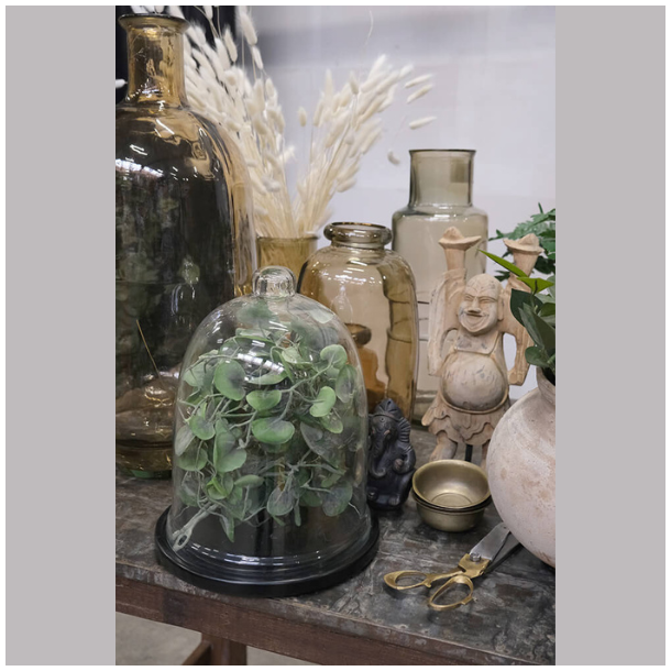 Torino glasklokke p sort bund - Stor