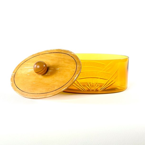 Vintage glasskl med trlg - gylden