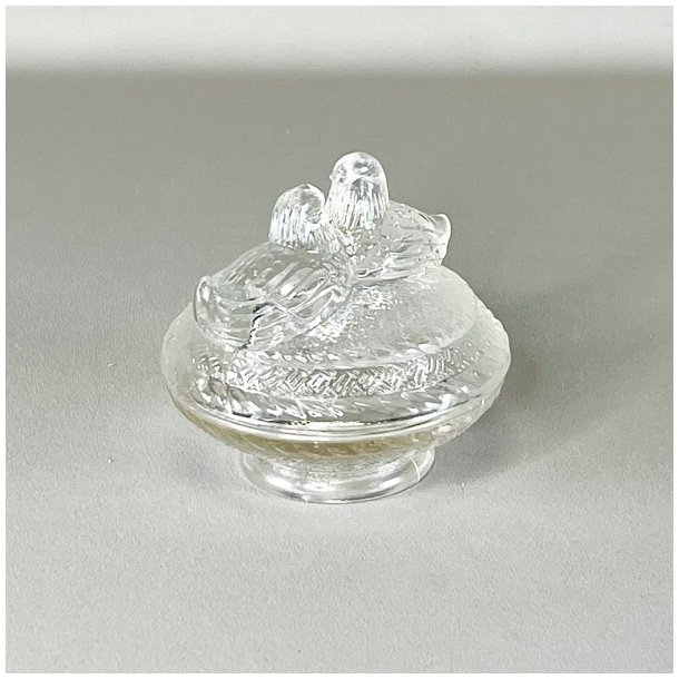 Bonbonniere - rund med sm fugle