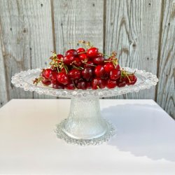 Glasopsats - vintage fransk kagefad m/perlekant