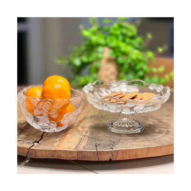 Glasskl med frostede roser 