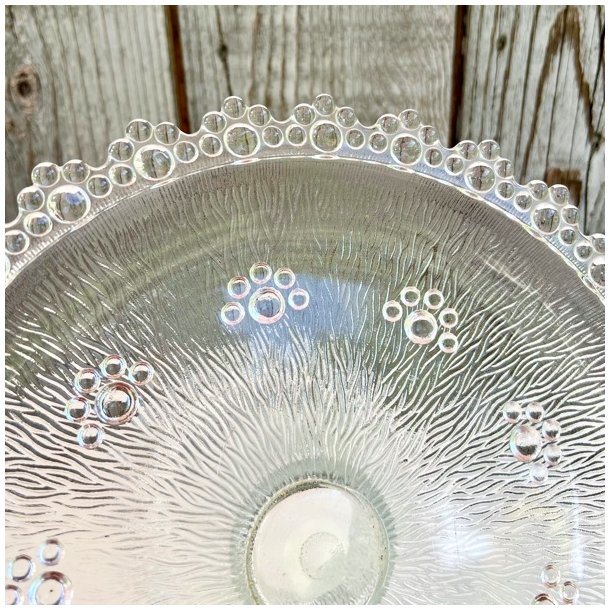 Glasopsats - vintage fransk kagefad m/perlekant