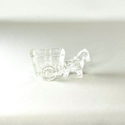 Vintage glasskl med sel og vogn - lille