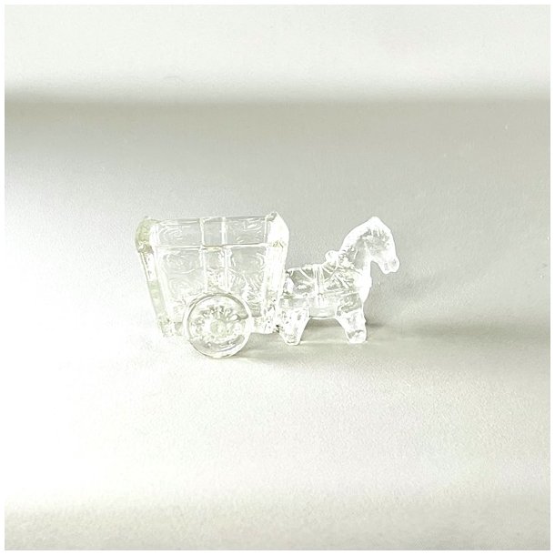 Vintage glasskl med sel og vogn - lille
