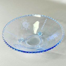 Glasskl p fdder - lysebl m/perlekant