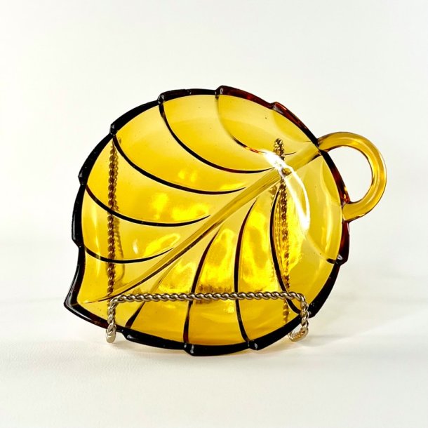 Glassk�l - bladformet, gylden 