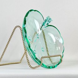 Glasskl - stor, bleformet, lysegrn 