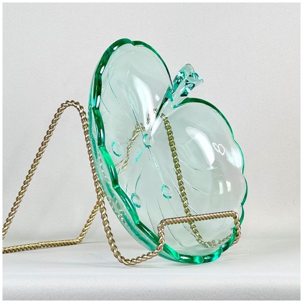 Glasskl - stor, bleformet, lysegrn 