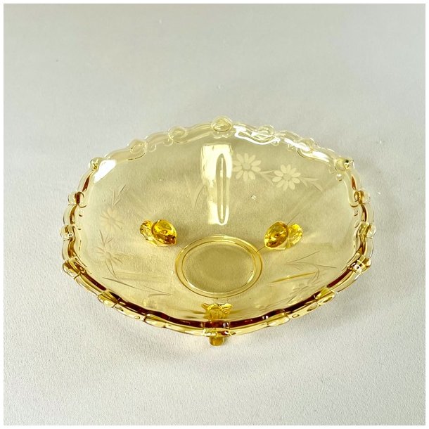 Glasskl - gylden m/blondekant og p fdder