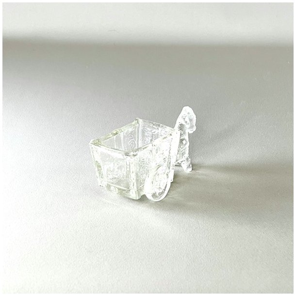 Vintage glasskl med sel og vogn - lille