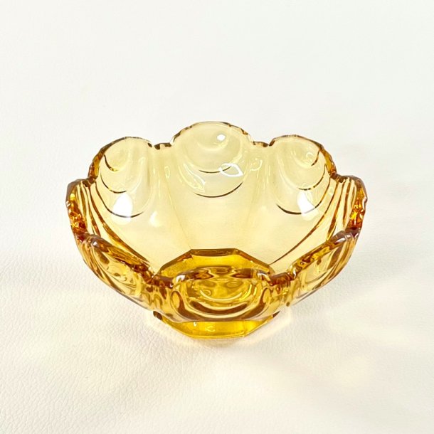 Glassk�l - lille, gylden m/blondekant