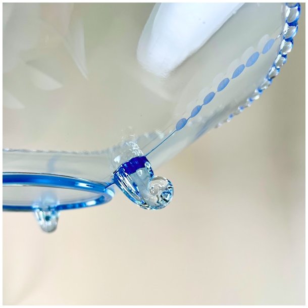 Glasskl p fdder - lysebl m/perlekant