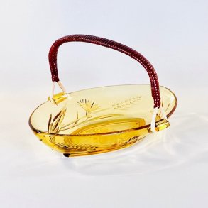 Glasskl - gylden med bast hank