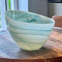 Glasskl med turkisbl swirl 