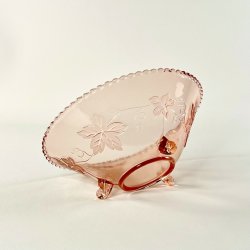 Glassk�l - lyser�d m/vinblade, f�dder og perlekant