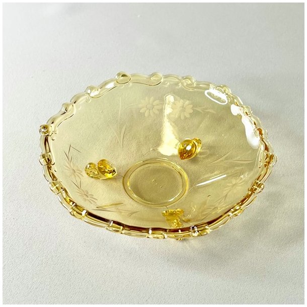 Glasskl - gylden m/blondekant og p fdder