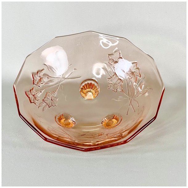 Glasskl - lyserd m/blomster og p fdder