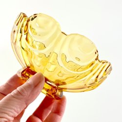 Glassk�l - lille, gylden m/blondekant