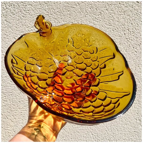 Stor glasskl - drue, ravfarvet 