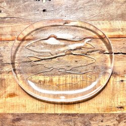 Fiskefad - matteret glas med 3 fisk  