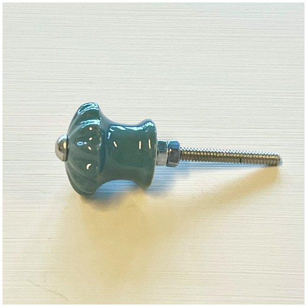 Mbelknop - porceln, gr m/riller