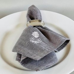 Stofservietter - franske gr m/hvidt broderi