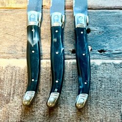 Franske steakknive - Laguiole, sort/gr meleret 