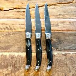 Franske steakknive - Laguiole, sort/gr meleret 