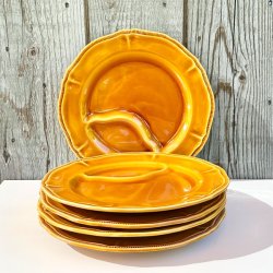 Fransk fonduetallerken - sennepsgul, to-delt, Longchamp 