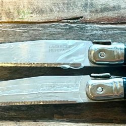 Franske steakknive - Laguiole, sort/gr meleret 