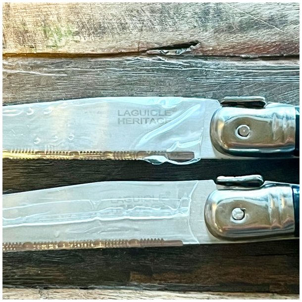 Franske steakknive - Laguiole, sort/gr meleret 