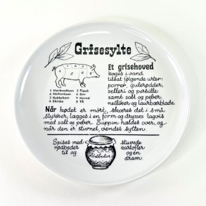 Tallerken med opskrift p� Grisesylte, Langenthal 