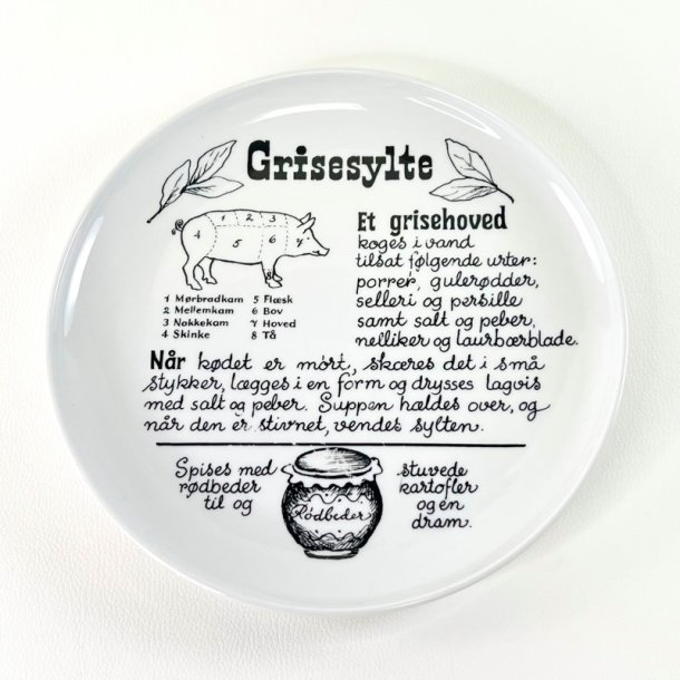 Tallerken med opskrift p� Grisesylte, Langenthal 