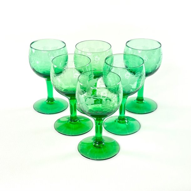 Vinglas - gr�nne med vinranker