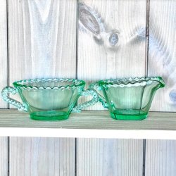 Sukker og flde st - grnt glas