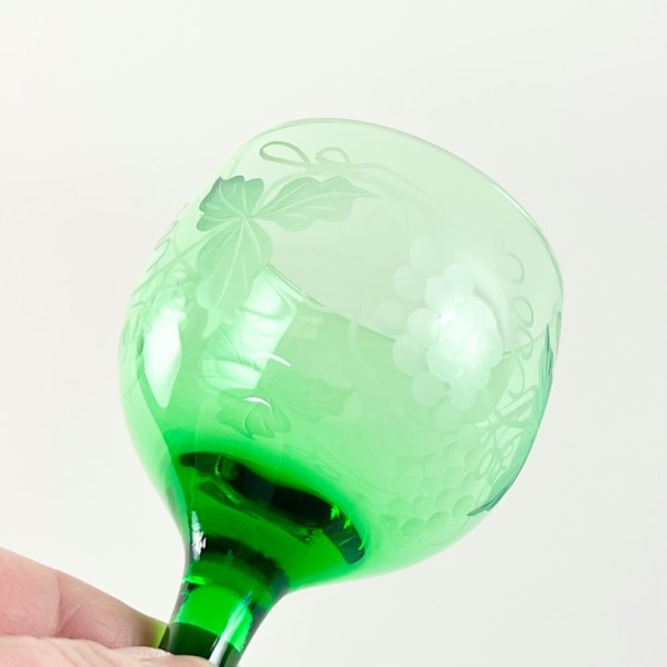 Vinglas - gr�nne med vinranker