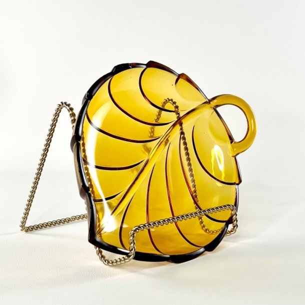 Glassk�l - bladformet, gylden 