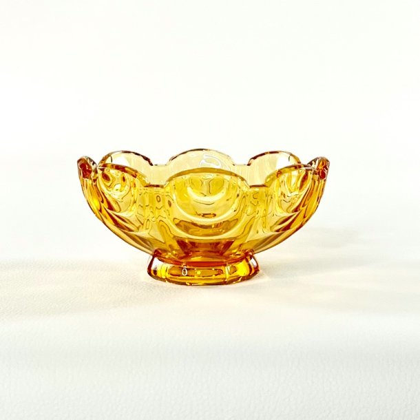 Glassk�l - lille, gylden m/blondekant