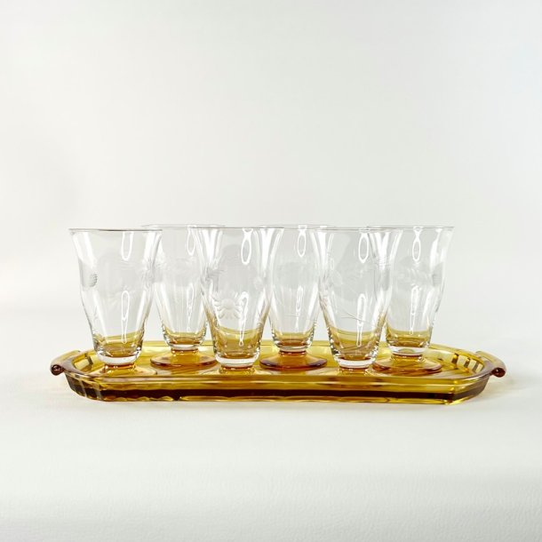 Sodavandsglas (6 stk samlet) - gylden fod 