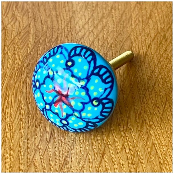 Mbelknop - hndmalet, blt mnster