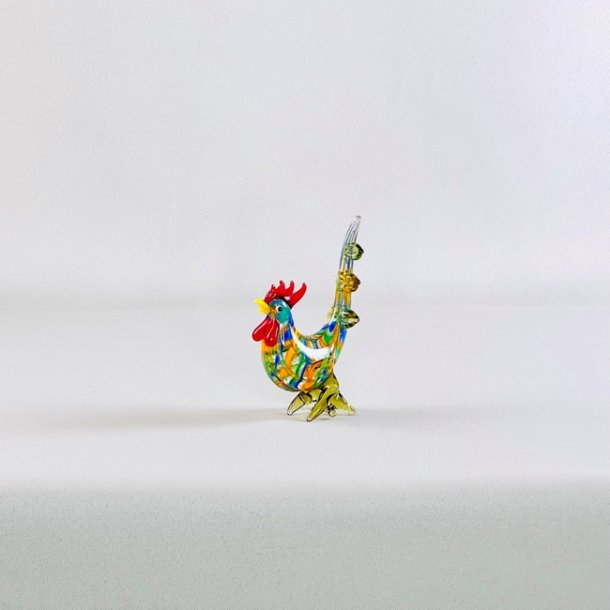 Glasfigur - hane i mange farver