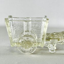 Vintage glasskl med sel og vogn - stor, let gylden