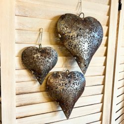 Hjerter i metal (st a' 3 stk samlet) 