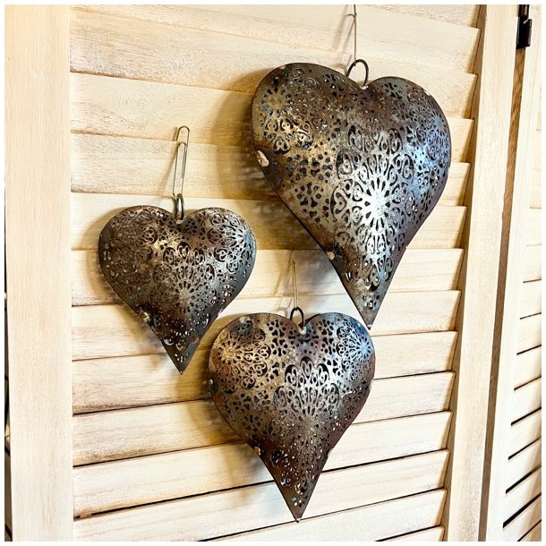 Hjerter i metal (st a' 3 stk samlet) 