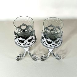 Lysestagepar til bloklys - zink med glas